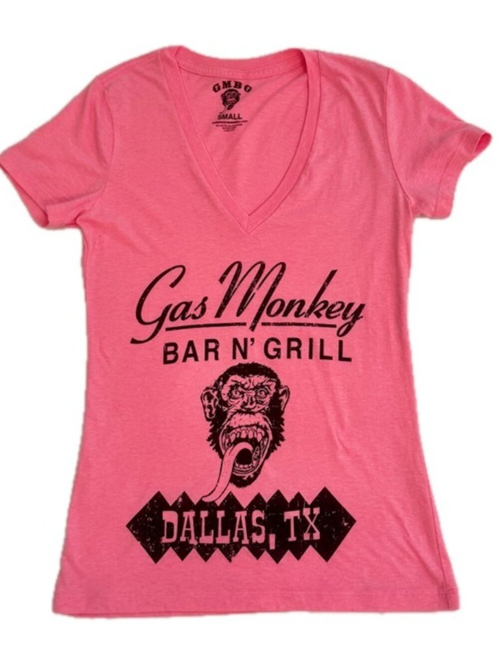 Women's Gas Monkey V-Neck Top! Small, Pink/Black, NWOT!